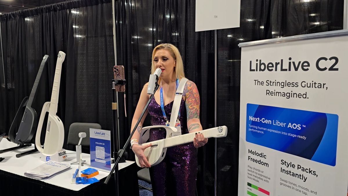 Futuristická kytara se obejde bez strun. Takhle se na ni hraje